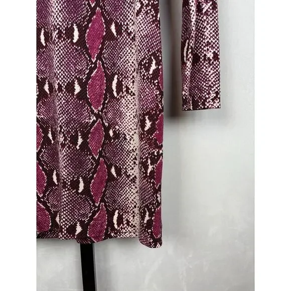 Diane von Furstenberg Purple Snake Print Reina Long Sleeve Dress Silk Sz 6 - Picture 10 of 14